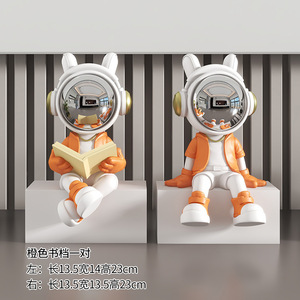 Sujetalibros de astronauta de resina, 2 piezas, diseño contemporáneo para decoración de estanterías y escritorios, uso para adultos - Product Image 4