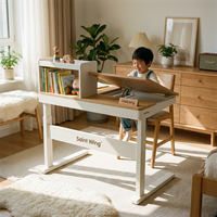 Bureau d'étude ergonomique moderne pour enfants, réglable en hauteur avec 3 moteurs, plateau inclinable, étagère, rose, bleu, chambre, cuisine