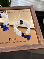 Bracelet en cristal naturel Sinyore Cangxue - Quartz fantôme flocon de neige / Lapis Lazuli