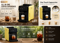 Machine à café entièrement automatique Bean to Cup Cold Brew Milk Foam Black Cappuccino Latte Espresso M5TA