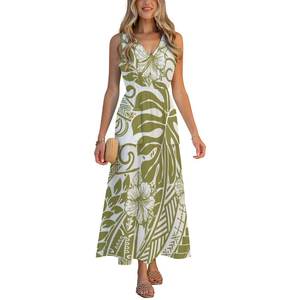 Vestido sin Mangas para Mujer, Estilo Vacacional, Vestido de <span class=keywords><strong>Playa</strong></span>, Talla Grande, Estilo Samoano, Cuello en V, con Bolsillo, Precio de Fábrica al por Mayor - Product Image 5