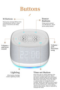 Machine à bruit blanc portable avec réveil, sons naturels de vagues océaniques, thérapie du sommeil, veilleuse et minuterie - Product Image 5