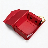 Boîte cadeau pliable pour vin avec logo personnalisé, poignée, emballage en papier personnalisé pour bouteille, insert unique pour champagne, whisky