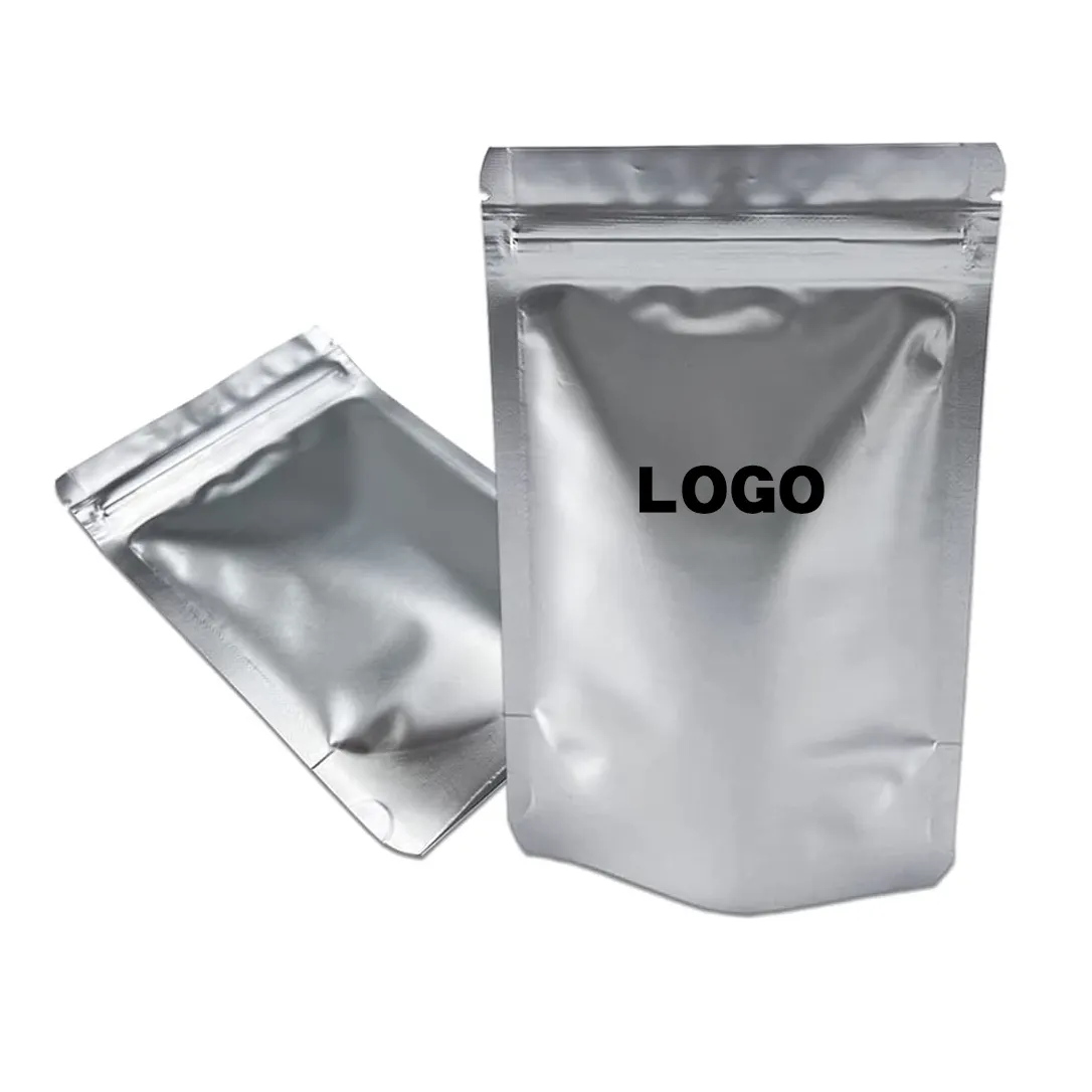 Sacs zip-lock refermables avec logo imprimé personnalisé pochette debout en papier d'aluminium pour café collation bonbons pour emballage alimentaire