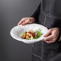 Assiettes en porcelaine texturée, bols à soupe, plats profonds, assiettes de luxe, bols à salade, vaisselle de style occidental, utilisables au micro-ondes
