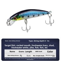 Leurre artificiel dur Daoyu 6cm 4g Micro-organisme Minnow à coulée lente en ABS pour eau douce