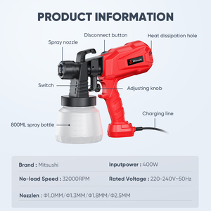 เครื่องพ่นสีแบบพกพา Fyseus ขนาด 800 มล. เครื่องพ่นสีไฟฟ้าแบบพกพาแรงดันสูง - Product Image 3