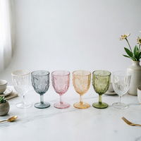 Gobelet en verre coloré gaufré rétro avec pied épais, style européen, pour les fêtes