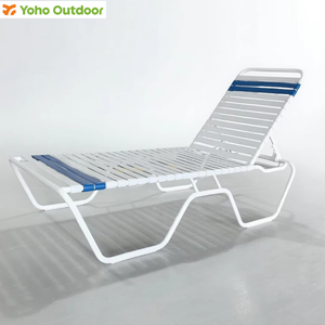 Stackable nhôm hồ bơi ghế Sun <span class=keywords><strong>Lounger</strong></span> với PVC Vinyl dây đeo cho hồ bơi ngoài trời bãi biển phòng chờ - Product Image 1