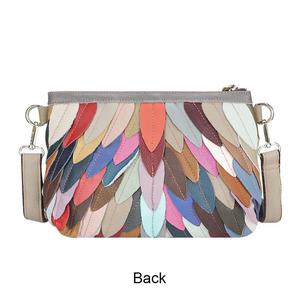 Sacs à bandoulière AndoBag en cuir véritable à blocs de couleur avec pompon - Petit sac à main carré vintage simple pour femmes 3174 - Product Image 3