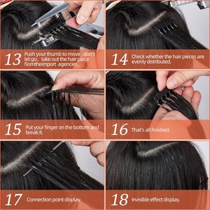 Extensions de cheveux Remy 6D de deuxième génération à clipser, double épaisseur, pouvant être permanentées, sans nœuds, cinq mèches en rangée (20 pouces) # <span class=keywords><strong>60</strong></span>) 10a 1b - Product Image 5