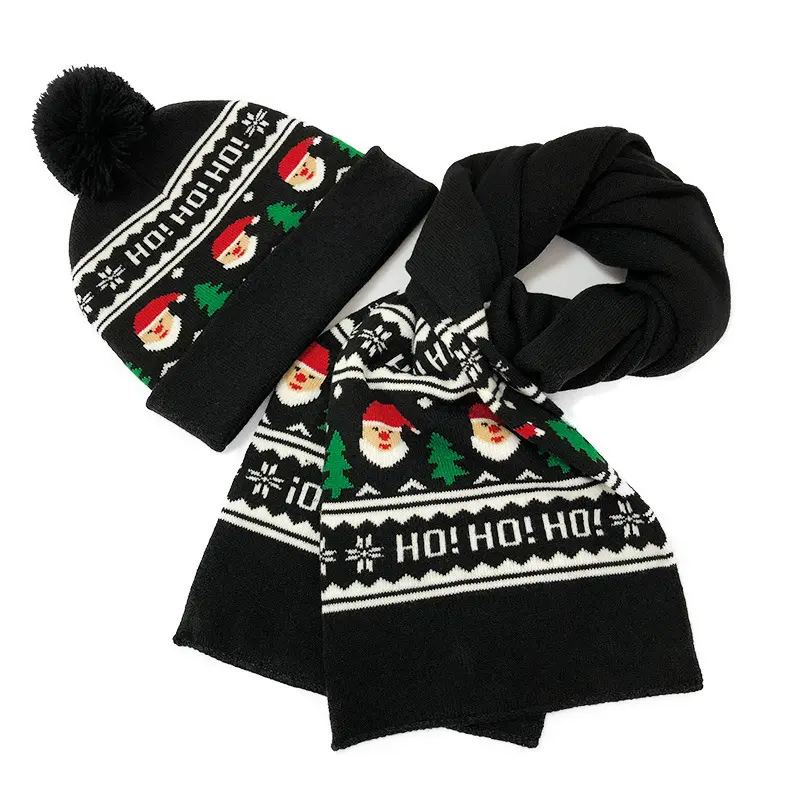 Weihnachts geschenk Erwachsene und Kinder Baby Wolle Strick mütze Pompom Beanie Cap Kinder Winter mütze und Schal