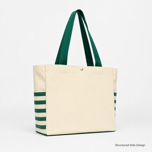 Bolsa de Mano de Lona de Algodón Resistente en Oferta, con Estampado de Rayas Personalizado, Reutilizable, de Gran Capacidad, para la Playa o Compras, de Alta Calidad - Product Image 1
