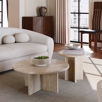 Meubles de salon modernes de luxe, table basse en travertin, ensemble de tables basses en pierre naturelle, meubles de maison durables avec rangement