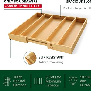 Expandable Bamboo <b>Kitchen</b> Drawer Divider <b>Storage</b> <b>Box</b> Adjustable Cutlery Tray Minimalist Design For Home Use - Product Image 3