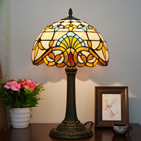   Lampe de table en verre teinté jaune clair, 12 pouces, style vintage, lampe de bureau, lampe de chevet pour salon, chambre à coucher