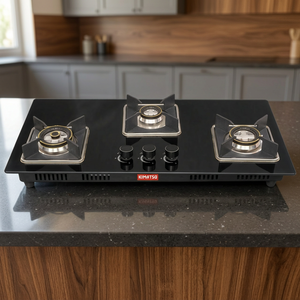Table de cuisson à gaz GPL encastrable KIMATSU à 3 brûleurs avec allumage électronique et surface en verre, garantie 1 an pour usage hôtelier et domestique - Product Image 3