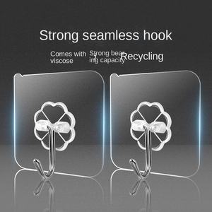 Wholesale Strong <b>Adhesive</b> Transparent Plastic <b>Hook</b> Non-Perforated Seamless Load-Bearing <b>Wall</b> Paste for Bathroom Kitchen Tools - Product Image 2