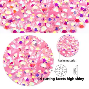 BWEAR Großhandel 2mm 3mm 4mm 5mm 6mm Non Hot Fix Flatback Runde Kristalls teine Jelly AB Harz Strass steine für DIY Dekoration