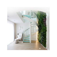 Bande dessinée en acier et carbone, caisse d'escalier ronde, d'intérieur en verre, incurvée, en spirale, 10 m