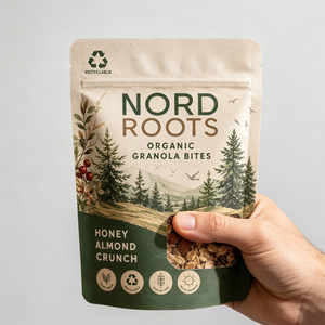 Custom Printed Recyclable Matte Finish With Window Resealable Zipper Stand Up Pouch For Oats <b>Nuts</b> Snack Powder Packaging Bag - Product Image 4