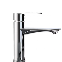 Robinet de lavabo moderne minimaliste tout en cuivre avec cartouche céramique, mitigeur chaud-froid monotrou pour salles de bain et meubles-lavabos