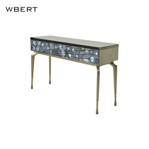 WBERT Table console d'entrée en pierre d'agate de luxe, armoire à porte d'entrée de villa, pieds de table en métal, plate-forme paysagère - Product Image 1