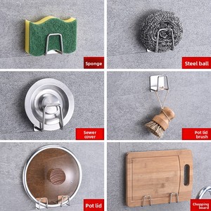 Support <span class=keywords><strong>mural</strong></span> auto-adhésif en acier inoxydable pour éponges, crochet de rangement carré, accessoires de cuisine, <span class=keywords><strong>organisateur</strong></span> d'<span class=keywords><strong>évier</strong></span> - Product Image 5