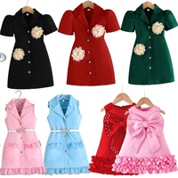 Robes pour enfants en gros, robes d'été de couleur unie rose, robes pour filles, robes de princesse