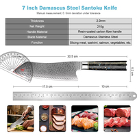 Couteau Santoku XITUO 7 pouces, acier Damas 67 couches, cœur en VG10, couteau de chef japonais, ultra-affûté pour trancher et hacher