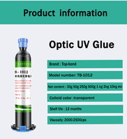 Colle UV pour écran LCD, scellant pour bordure d'écran à cristaux liquides, monocomposant, faible rétrécissement, résistant aux cycles thermiques, durcissement rapide par UV