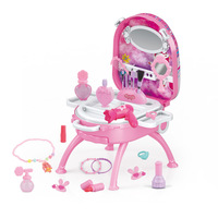 BJQ OEM Mini ensemble de coiffeuse en plastique portable 3-en-1 maquillage jeu de simulation jouets cosmétiques ensemble de beauté pour filles de 4 à 6 ans