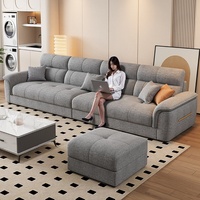 Canapé sectionnel en tissu chenille, amovible et lavable, moderne, éco-responsable, trois places, mobilier en bois, luxe léger pour appartement, hôtel, salon