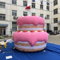 Gâteau d'anniversaire gonflable géant rose en tissu Oxford, décoration de fête promotionnelle pour boulangerie, grand modèle