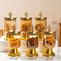 Set Stoples Penyimpanan Crown 6 Buah Terbuat dari Kaca Borosilikat Kapasitas Besar Serbaguna untuk Penyimpanan Makanan Rumah Tangga