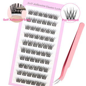 Self <b>Adhesive</b> Cluster Eyelashes Glueless DIY Press on Individual <b>Lash</b> Extensions Private Label - Product Image 1
