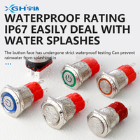 Interruptor de Botón Pulsador Iluminado LED YUDA IP67, Metálico, 220V, 2NO, Cabeza Grande, para Electrodomésticos