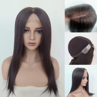 Cokelat Alami Kelas 12A Terbaik # Wig Rambut Asli Cina 2 Warna Natural Lurus Panjang Double Drawn Silk Top Lace Front Tanpa Lem Mix