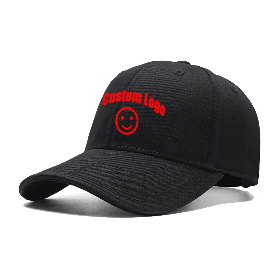 Wholesale Custom Own Logo 3D Embroidery 6 Panel Hat Black Cotton Outdoor Sport Golf Hat Baseball Cap