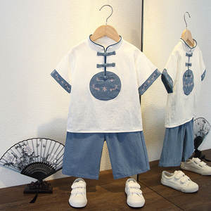 Garçons cérémonie hebdomadaire Han beaux petits enfants Style chinois robe d'été bébé garçon Tang costume vêtements deux pièces - Product Image 3