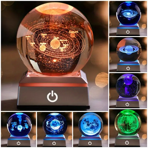 3D Moon Crystal Ball Blue LED Battery Operated Desk Lamp Glass Planet Ornament Space Astronomy Room Decor Christmas Gift - Product Image 6