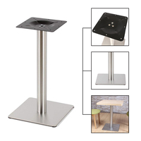 Table carrée en bois clair, table de restaurant, base en métal moderne, plateau carré avec pieds en métal, acier inoxydable de haute qualité, plastique
