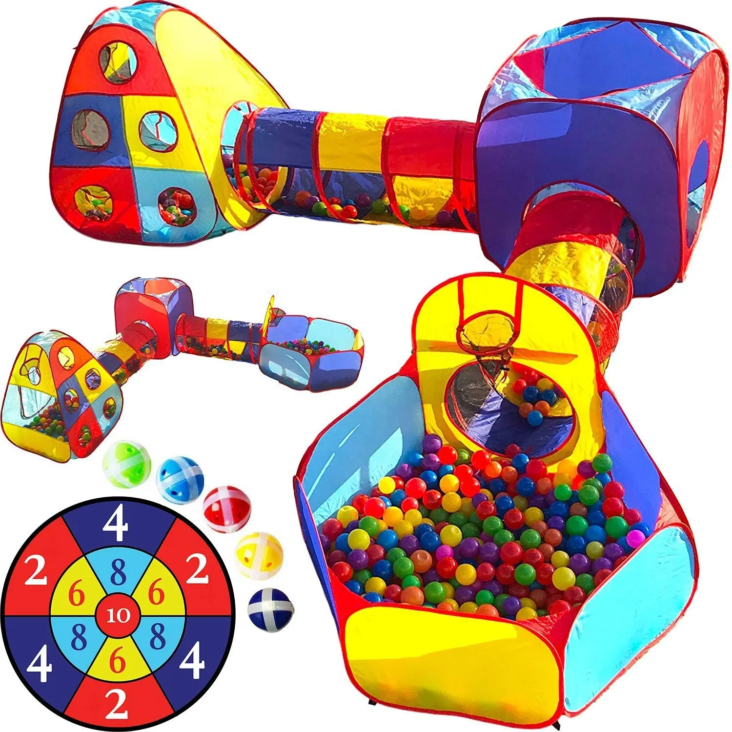 5pc Kids Ball Pit Tents and Tunnels, Toddler Jungle Gym Play Tent with Play Crawl Tunnel Toy
