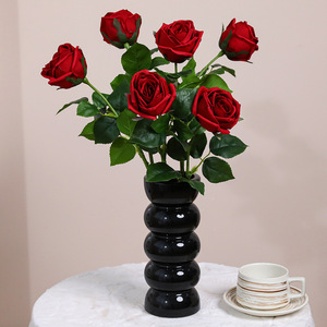 Rose artificielle Greenway, branche unique, en soie, rouge, pour décoration de mariage - Product Image 2