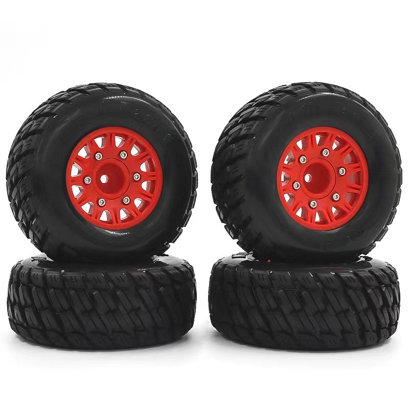 Jeu De Pneus RC 1/10 Pour Camion Short Course – Compatible ARRMA, TRAXXAS, Slash – Hex 12/14/17 Mm (vert)