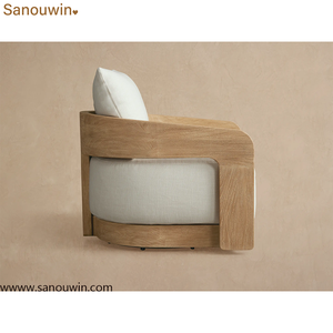 Fauteuil d'<span class=keywords><strong>extérieur</strong></span> pivotant <span class=keywords><strong>en</strong></span> teck avec coussin à séchage rapide, résistant aux intempéries, pour terrasse - Product Image 5