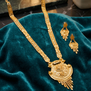 Ensemble de bijoux fantaisie plaqué or 14K 18K 24K en gros, parure de bijoux longue, bijoux traditionnels, bijoux en laiton rempli d'or. - Product Image 6
