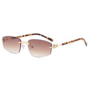<b>Rimless</b> Rectangle <b>Sunglasses</b> UV400 Unisex Sun Protection Adult Fashion Style - Product Image 2