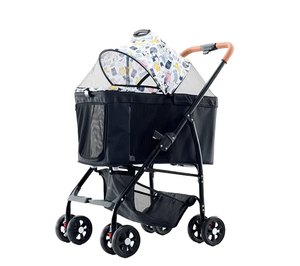 डिजाइनर डिय फोल्डेबल 4-व्हील पालतू बिल्ली और कुत्ते के साथ स्टलर रोलर - Product Image 4