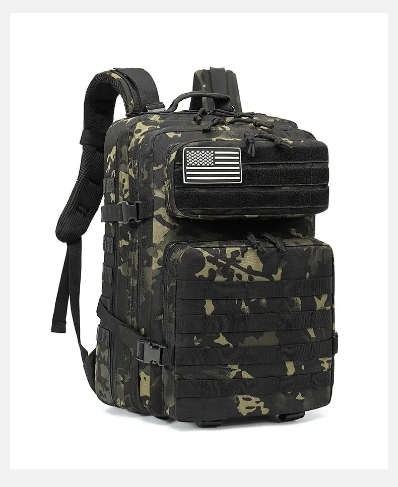 45L su geçirmez sırt çantası yürüyüş seyahat sırt çantası kamp açık ağır taktik dişli Oxford Camo yürüyüş sırt çantası